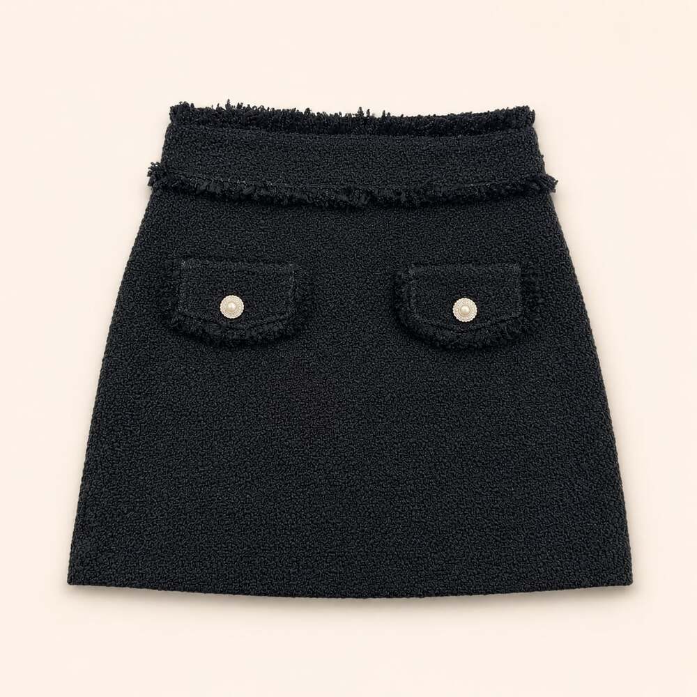 Kate J NYC Black Bouclé Mini Skirt Size M Y2K Preppy Coquette